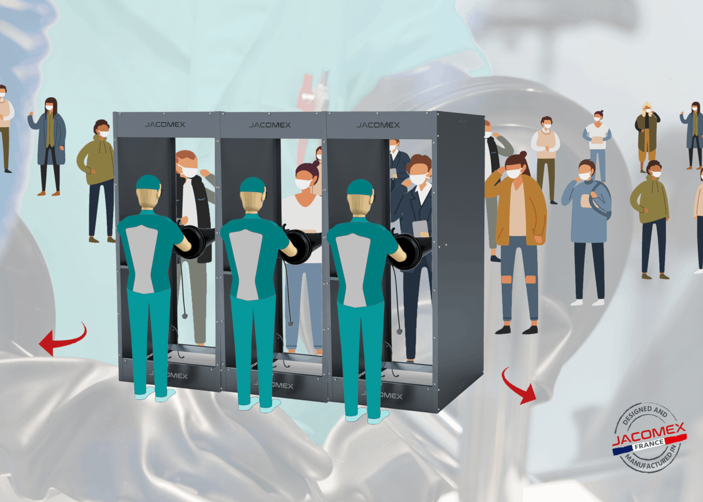 multiple-covid-19-test-booth Cabine de test du COVID-19 – Coronavirus – Covid(cab)